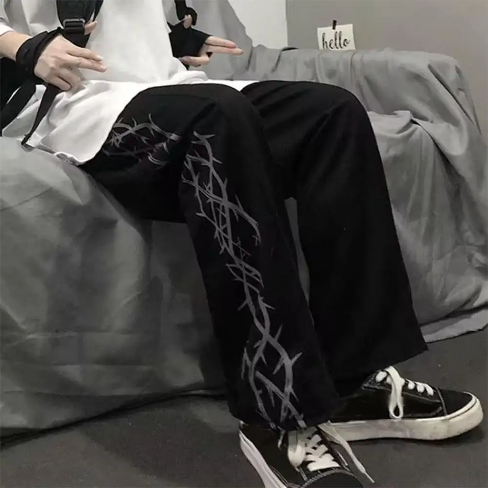 Men Elastic Waistband Pants Youthful Retro Thorn Print Wide Leg Pants for Men High Street Style Loose Fit Trousers for Outdoor
Men Elastic Waistband Pants Youthful Retro Thorn Print Wide Leg Pants for Men High Street Style Loose Fit Trousers for Outdoor