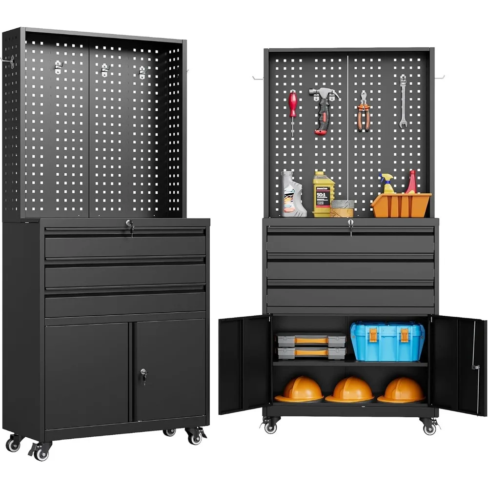 Metal Storage Cabinet with Wheels and Drawers,Rolling Garage Storage Cabinet with Lock,Black Metal Tool Cabinet with Hoo
Metal Storage Cabinet with Wheels and Drawers,Rolling Garage Storage Cabinet with Lock,Black Metal Tool Cabinet with Hoo