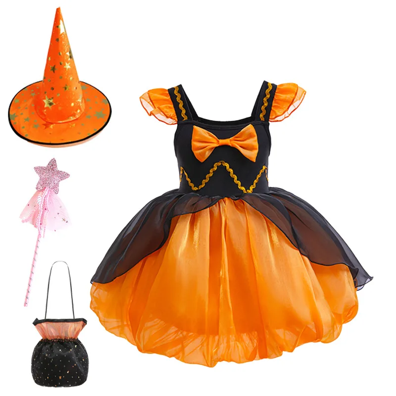 Girls Princess Dress Color Blocked Little Witch Pumpkin Makeup Children's Halloween Parties Fluffy Hat Wrap Magic Wand
Girls Princess Dress Color Blocked Little Witch Pumpkin Makeup Children's Halloween Parties Fluffy Hat Wrap Magic Wand