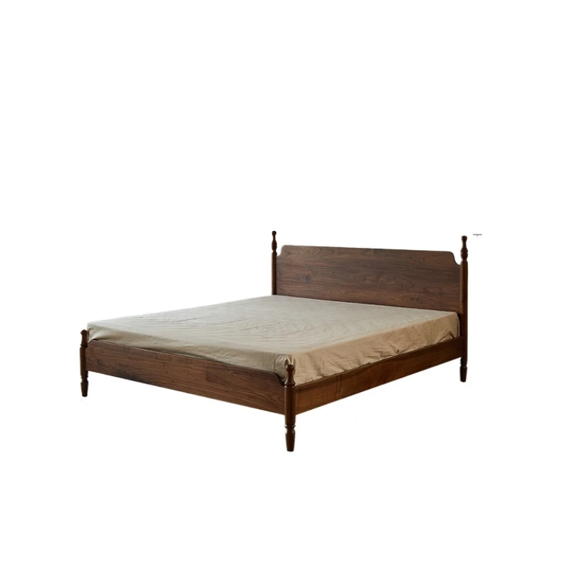 North American black walnut solid wood bed, retro master bedroom backrest bed medieval home double bed
North American black walnut solid wood bed, retro master bedroom backrest bed medieval home double bed