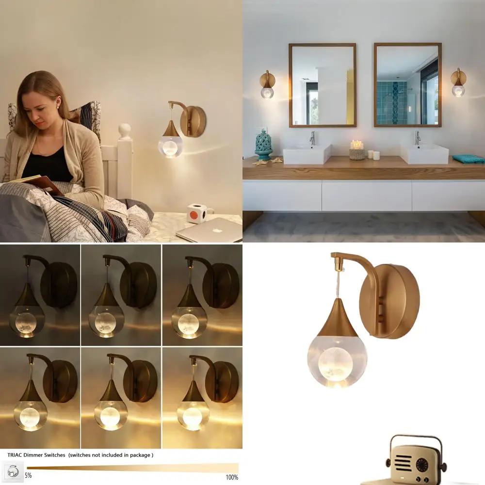 Contemporary Globe LED Wall Sconce, 3300K Soft White Light, Adjustable Brightness, Matte Brass Finish for Home Decor
Contemporary Globe LED Wall Sconce, 3300K Soft White Light, Adjustable Brightness, Matte Brass Finish for Home Decor