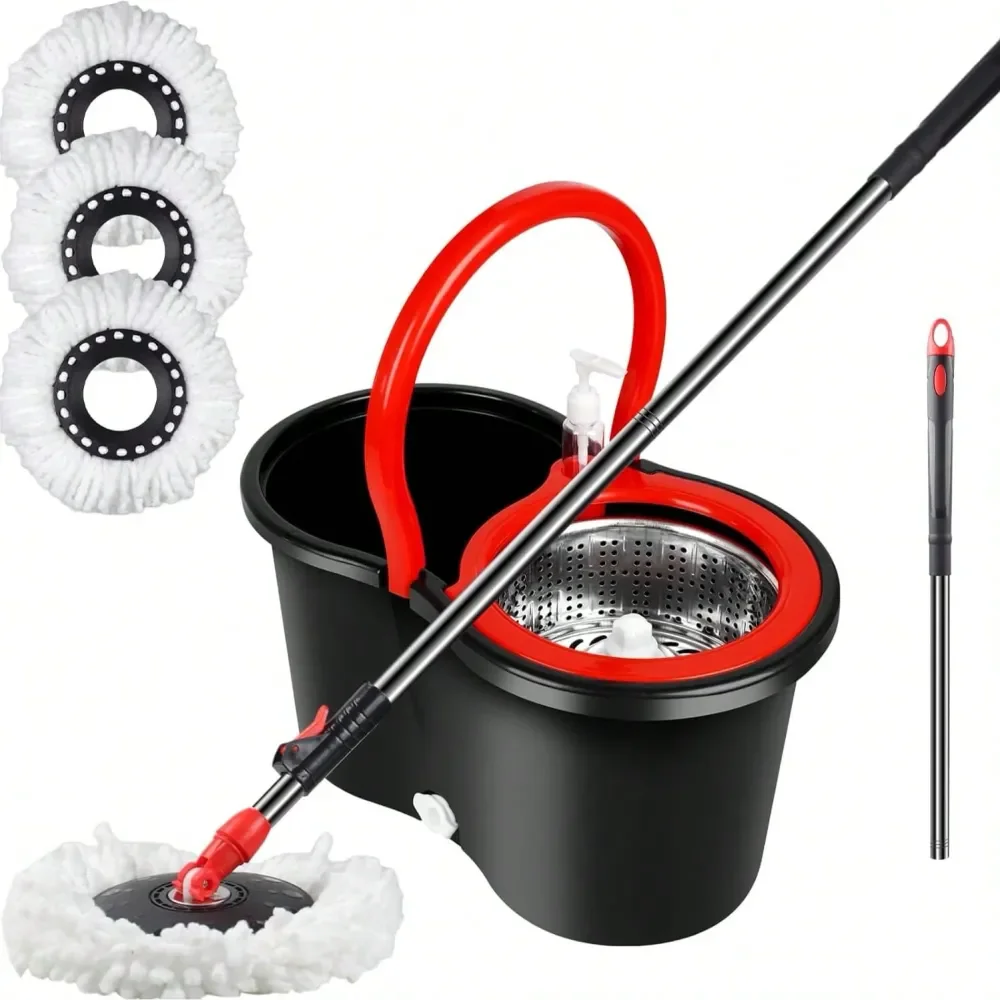 Mop And Bucket Set, 360 Spin Mop And Bucket Stainless Steel,Floor Cleaning System,With 3 Replacement Heads
Mop And Bucket Set, 360 Spin Mop And Bucket Stainless Steel,Floor Cleaning System,With 3 Replacement Heads