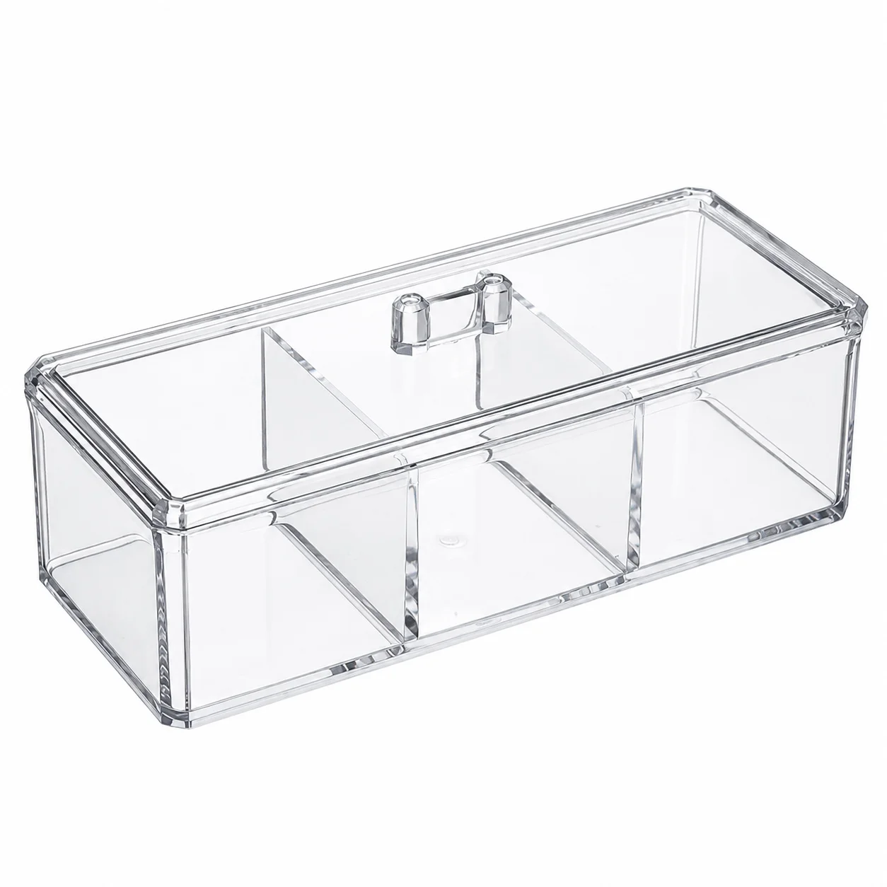 Clear PET 3-Compartment Storage Box with Lid for Cotton Swabs Cosmetic Pads Jewelry Stationery Desk Vanity Organizer Case
Clear PET 3-Compartment Storage Box with Lid for Cotton Swabs Cosmetic Pads Jewelry Stationery Desk Vanity Organizer Case