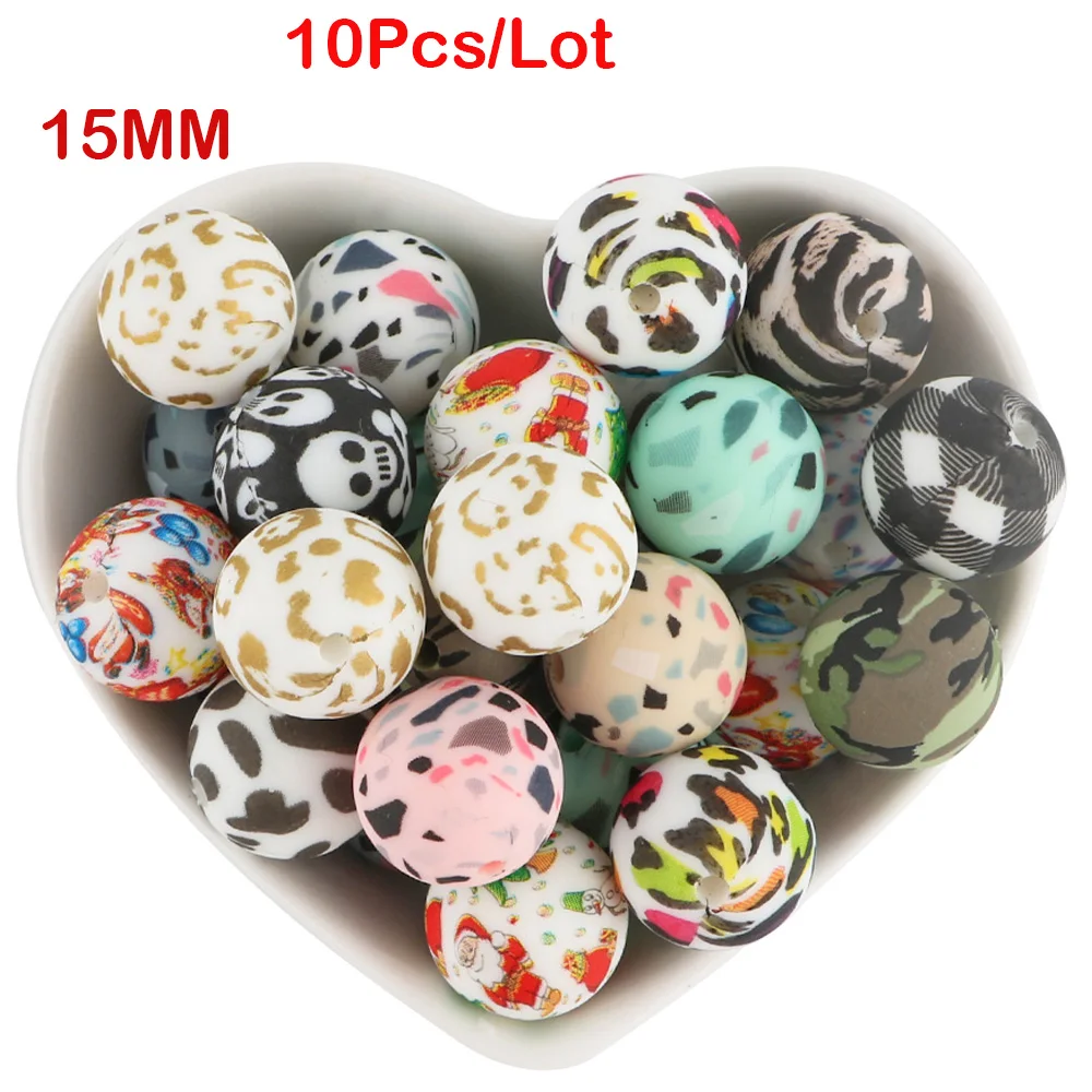 Sunrony 10Pcs 15MM Leopard Round Silicone Beads Print Baby Food Grade Nursing Chewing Beads DIY Jewelry Necklace Accessories
Sunrony 10Pcs 15MM Leopard Round Silicone Beads Print Baby Food Grade Nursing Chewing Beads DIY Jewelry Necklace Accessories
