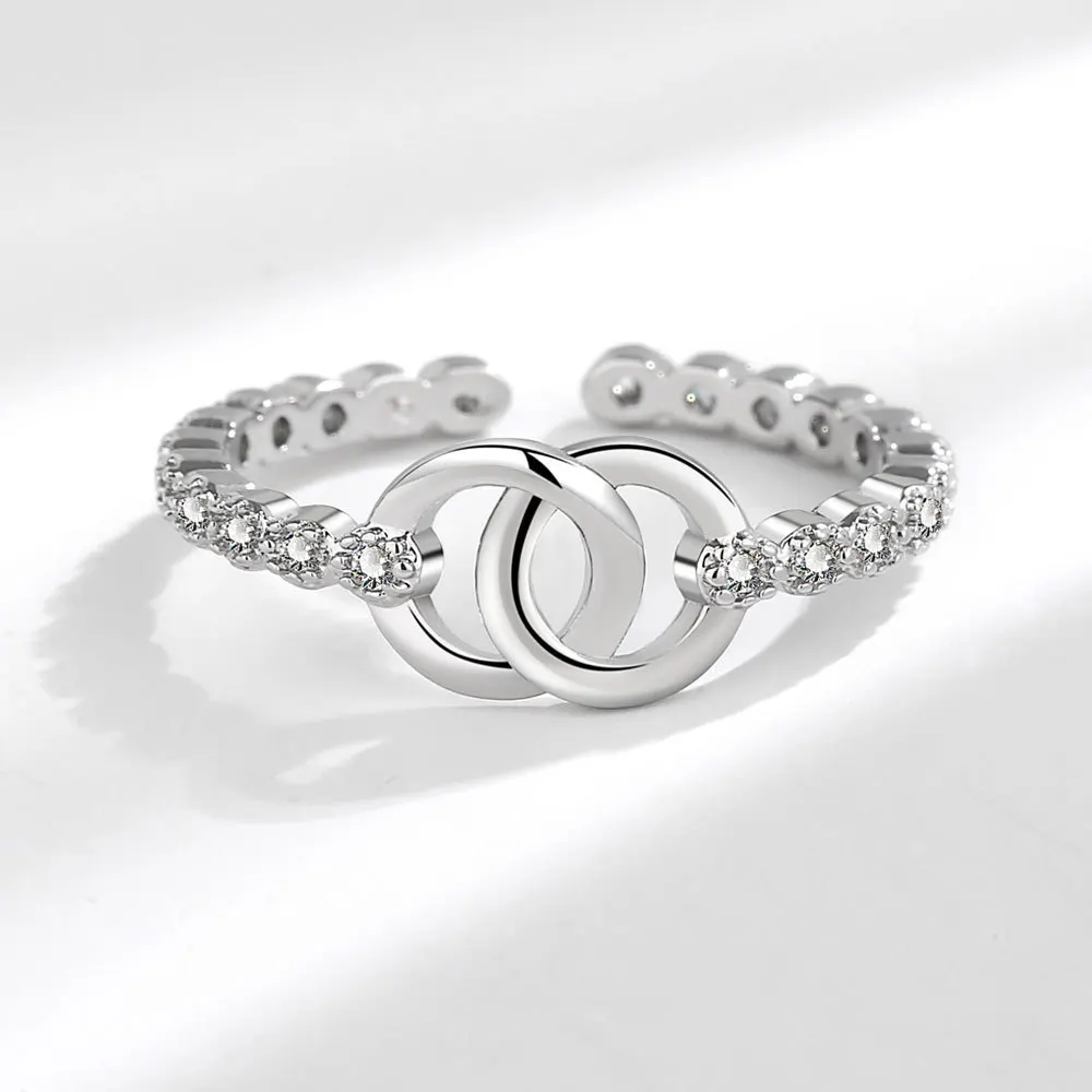 Buyee 925 Sterling Silver Sweet Ring Finger Light White Zircon Double Circle Open Ring for Woman Fashion Wedding Fine Jewelry
Buyee 925 Sterling Silver Sweet Ring Finger Light White Zircon Double Circle Open Ring for Woman Fashion Wedding Fine Jewelry