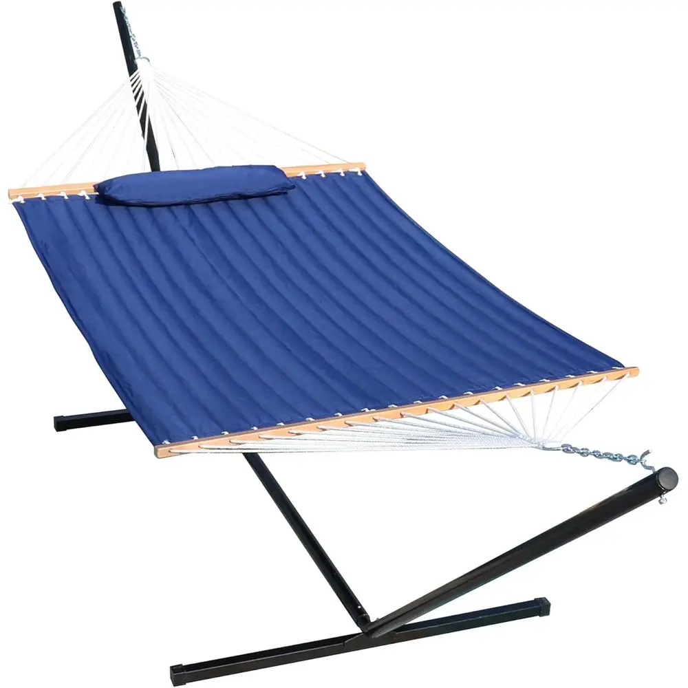 Dual Layer Quilted Hammock with 15ft Heavy Duty Steel Stand, 2 Person Outdoor Patio Garden Backyard, Supports Up to 450 lbs, Blu
Dual Layer Quilted Hammock with 15ft Heavy Duty Steel Stand, 2 Person Outdoor Patio Garden Backyard, Supports Up to 450 lbs, Blu