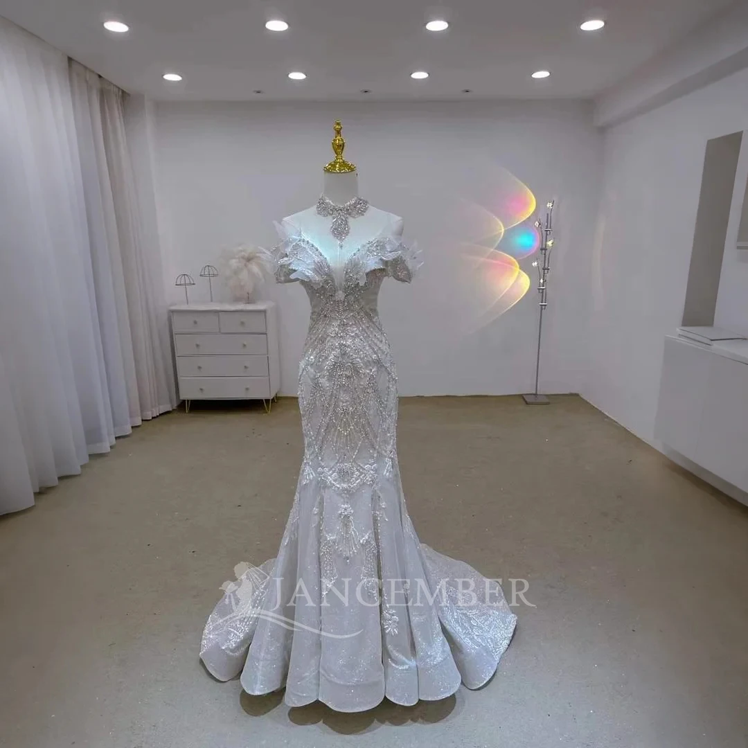 Short Sleeve Elegant Customized Wedding Dress For Bride Organza Starry Princess Deep V-neck Mermaid Vestido De Novia Customized
Short Sleeve Elegant Customized Wedding Dress For Bride Organza Starry Princess Deep V-neck Mermaid Vestido De Novia Customized