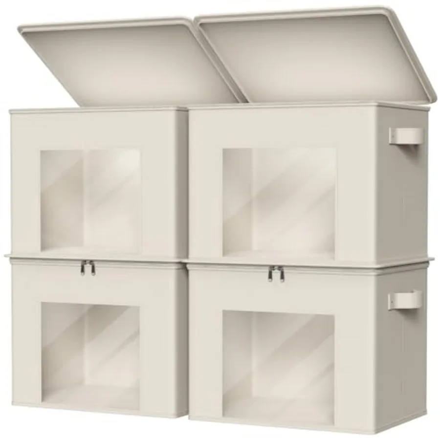 Fabric Storage Bins with Lid 4-Pack Stackable Cloth Storage Bins Sweater Organizer with Zipper and Clear Window Closet Organize
Fabric Storage Bins with Lid 4-Pack Stackable Cloth Storage Bins Sweater Organizer with Zipper and Clear Window Closet Organize