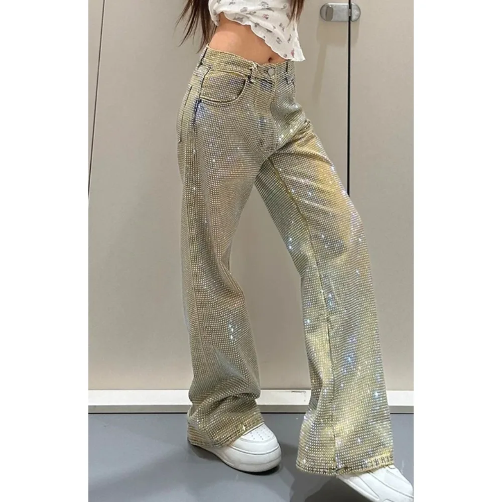 Женские дизайнерские джинсы с бриллиантами, новый весенне-осенний стиль, уникальные цыганские прямые брюки
Женские дизайнерские джинсы с бриллиантами, новый весенне-осенний стиль, уникальные цыганские прямые брюки