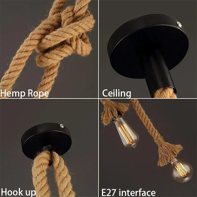 Vintage LED Pendant Lamp Retro Hemp Rope Hanging Lamps Industrial Loft Living Room Dining Tables Home Decoration Pendant Lights
Vintage LED Pendant Lamp Retro Hemp Rope Hanging Lamps Industrial Loft Living Room Dining Tables Home Decoration Pendant Lights
