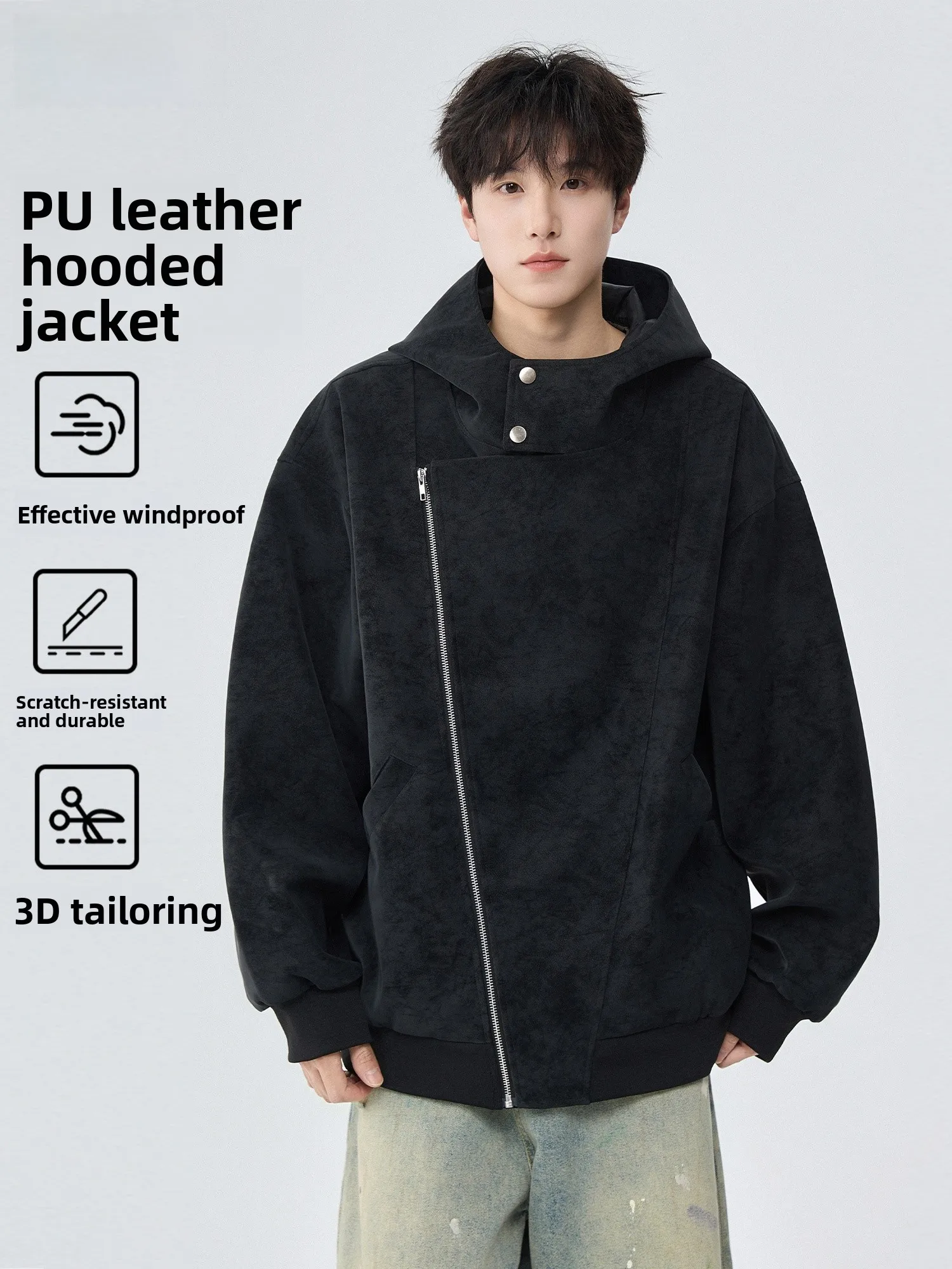 Мужская куртка свободного кроя из искусственной кожи с двойными молниями и капюшоном, повседневная, деловая, для весны и осени от Warrior
Мужская куртка свободного кроя из искусственной кожи с двойными молниями и капюшоном, повседневная, деловая, для весны и осени от Warrior