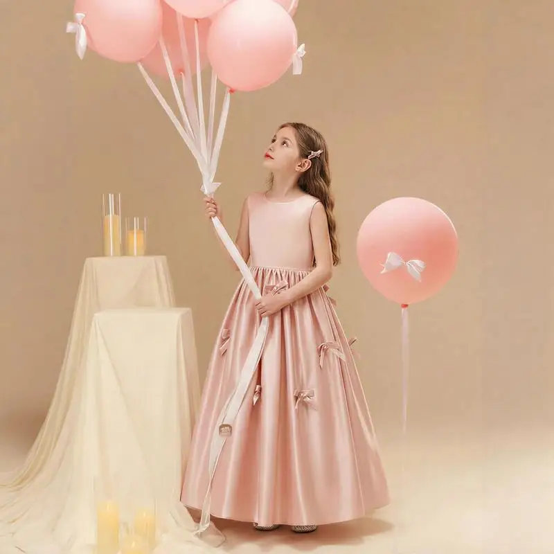 Blush Pink Satin Flower Girl Dress Sleeveless Round Neck Bow Embellished A Line Kids Gown Wedding Bridesmaid Baptism Birthday
Blush Pink Satin Flower Girl Dress Sleeveless Round Neck Bow Embellished A Line Kids Gown Wedding Bridesmaid Baptism Birthday