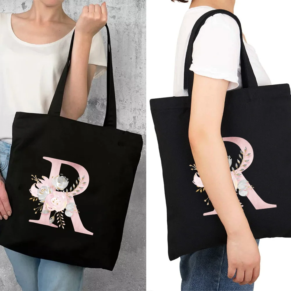 Women's Shopper Shopping Bags Shoulder Large Capacity 26 Letters Pink Flowers Handbag Reusable Eco Canvas Grocery Tote Bag
Women's Shopper Shopping Bags Shoulder Large Capacity 26 Letters Pink Flowers Handbag Reusable Eco Canvas Grocery Tote Bag