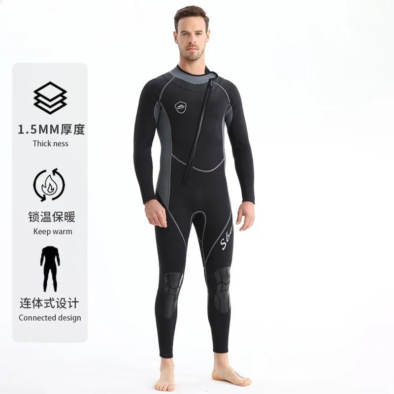 New Thermal Wetsuit 1.5MM Long-sleeved One-piece Men's Swimsuit Sun Protection Surf Wetsuit
New Thermal Wetsuit 1.5MM Long-sleeved One-piece Men's Swimsuit Sun Protection Surf Wetsuit