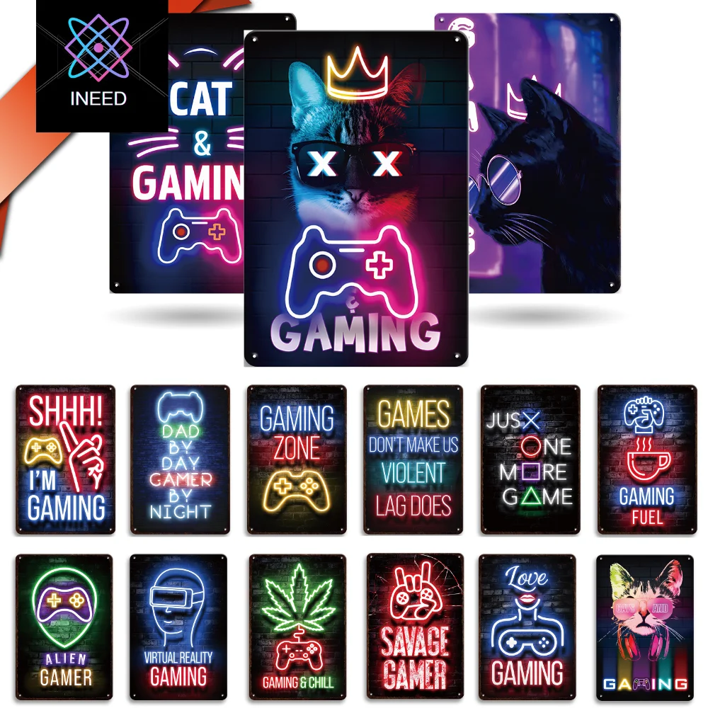 【INEED】Gamepad Neon Metal Tin Sign E-sports Hotel Game Room Vintage Plaque Poster Plate Wall Decor for Bar Cafe Pub Home Decor
【INEED】Gamepad Neon Metal Tin Sign E-sports Hotel Game Room Vintage Plaque Poster Plate Wall Decor for Bar Cafe Pub Home Decor