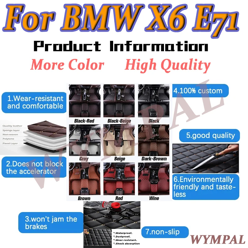 Роскошные автомобильные коврики для BMW X6 E71 2008 2009 2010 2011 2012, автоматические кожаные женские автомобильные коврики с полным покрытием по индивидуальному заказу
Роскошные автомобильные коврики для BMW X6 E71 2008 2009 2010 2011 2012, автоматические кожаные женские автомобильные коврики с полным покрытием по индивидуальному заказу