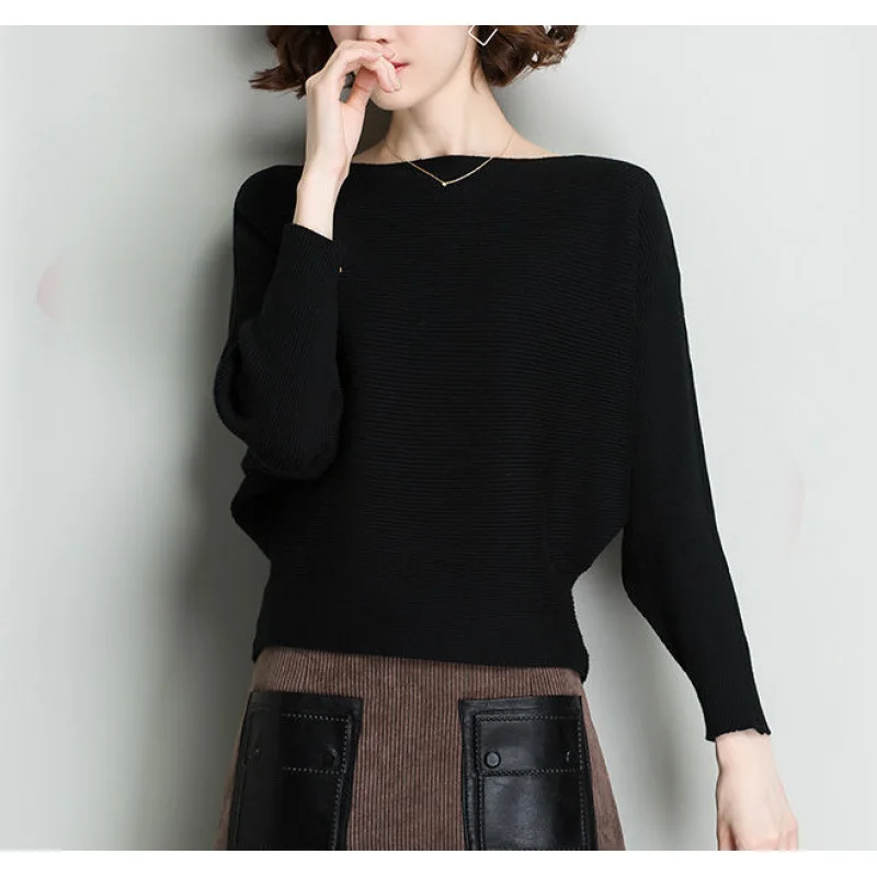 Lady Spring and Autumn Loose One Collar Batt Sweater Women's Bottom Knitted Sweater Long Sleeve Solid Color Top
Lady Spring and Autumn Loose One Collar Batt Sweater Women's Bottom Knitted Sweater Long Sleeve Solid Color Top
