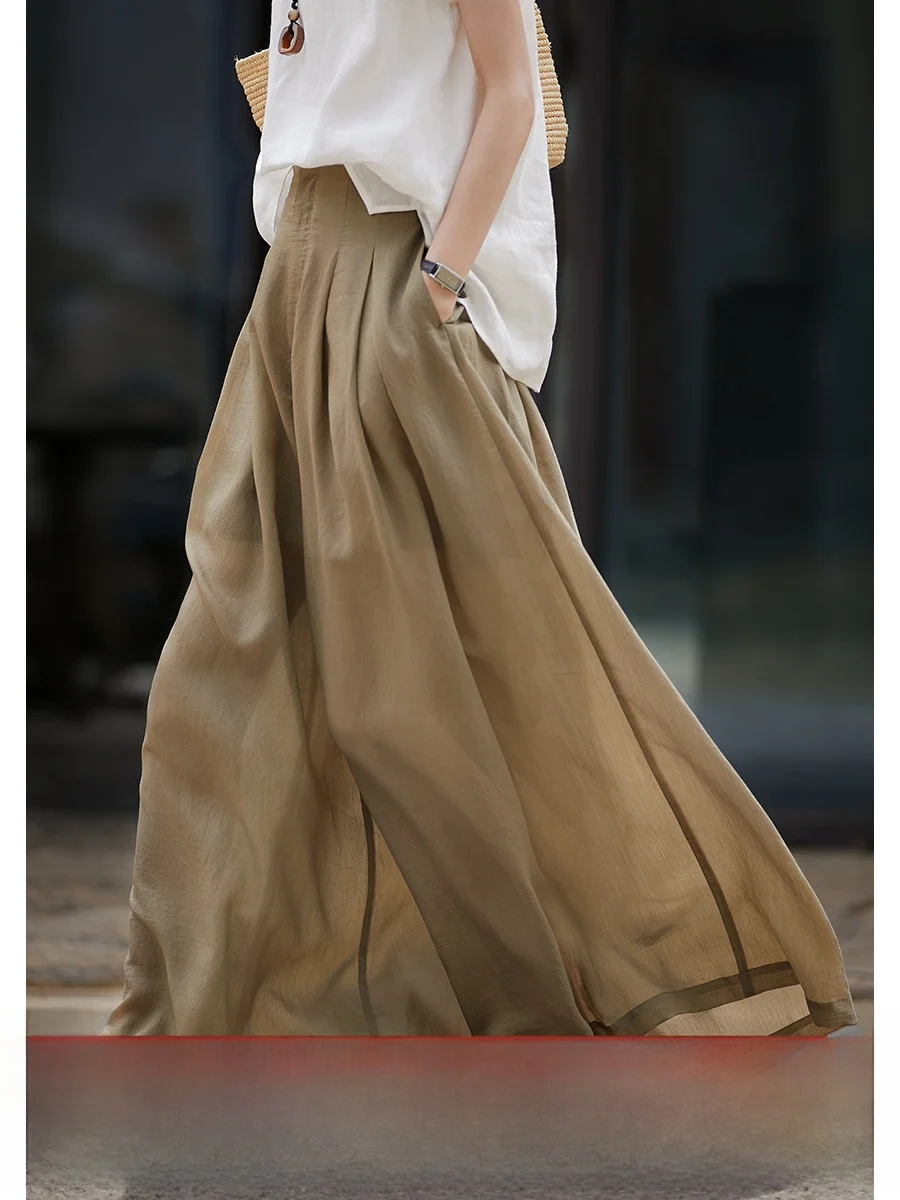 Breathable High Waist Silk Wide Leg Pants Pleated Texture Lyocell Polyester Blend Casual Comfortable Women's Pants
Breathable High Waist Silk Wide Leg Pants Pleated Texture Lyocell Polyester Blend Casual Comfortable Women's Pants