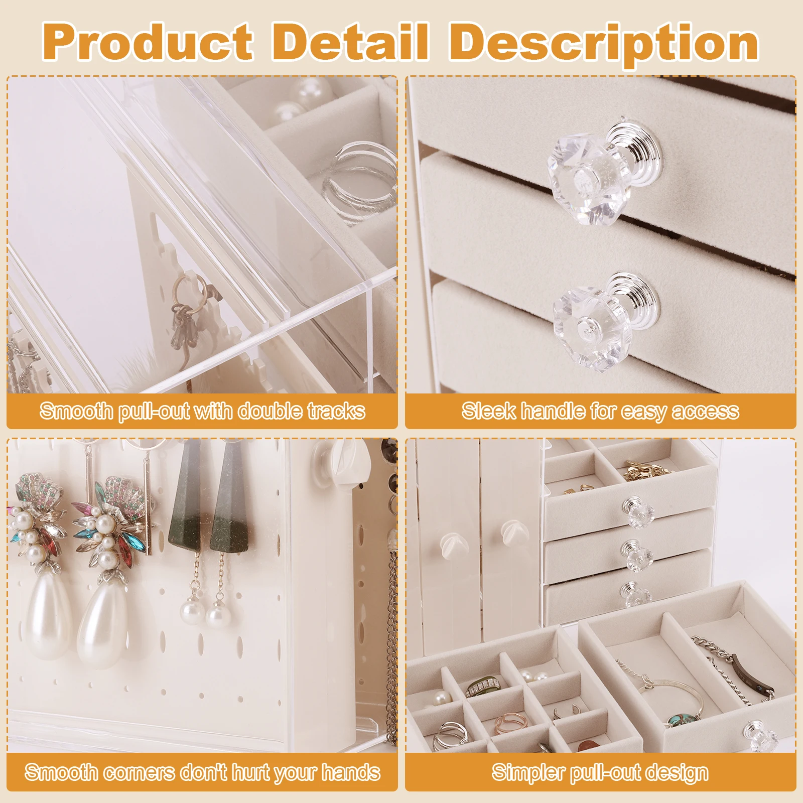 Earring Hanger Multifunctional Earring Storage Box with 4 Drawer Earring Organizer Box Large Capacity for Bedroom Dressing Table
Earring Hanger Multifunctional Earring Storage Box with 4 Drawer Earring Organizer Box Large Capacity for Bedroom Dressing Table
