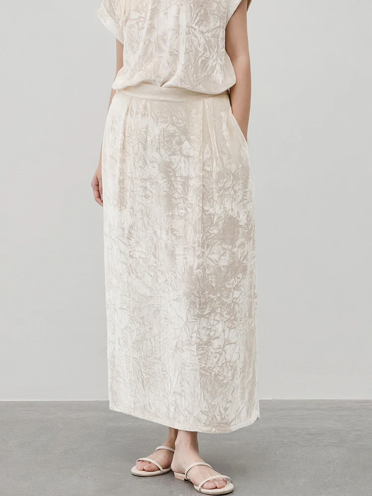 New Le Collection Summer Thin Velvet Pleated f-length Skirt with Elastic Waist Straight A-Line Midi Skirt in Beige
New Le Collection Summer Thin Velvet Pleated f-length Skirt with Elastic Waist Straight A-Line Midi Skirt in Beige