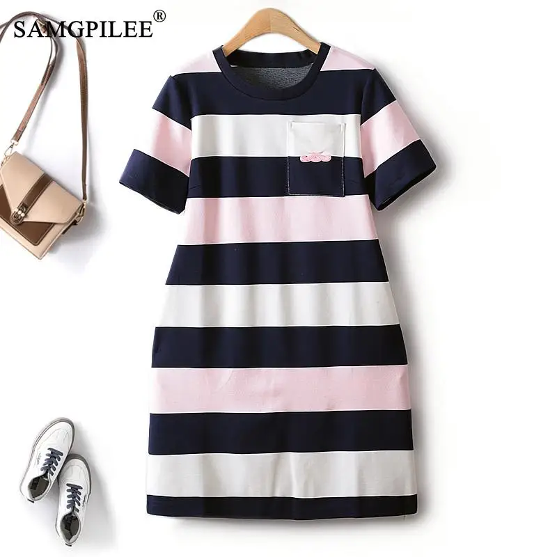 2023 Summer Elegant Party Dresses For Women 2023 Classic Wide Stripe Color Contrast Elastic Big Pocket Short Sleeve Female Dress
2023 Summer Elegant Party Dresses For Women 2023 Classic Wide Stripe Color Contrast Elastic Big Pocket Short Sleeve Female Dress