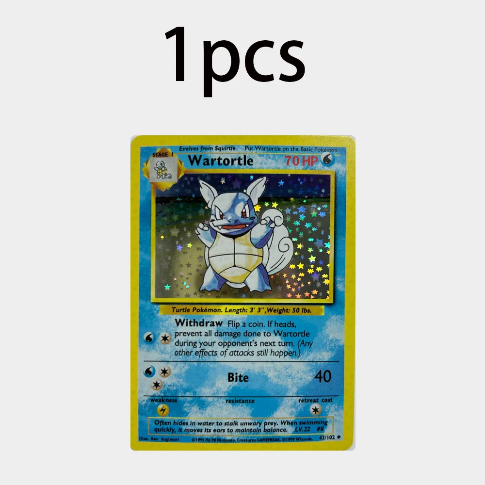DIY PTCG Anime Wartortle Vintage Trading Card Holo Rare Flash Replica Collectible Game Hobbies Card Fans Birthday Gift
DIY PTCG Anime Wartortle Vintage Trading Card Holo Rare Flash Replica Collectible Game Hobbies Card Fans Birthday Gift