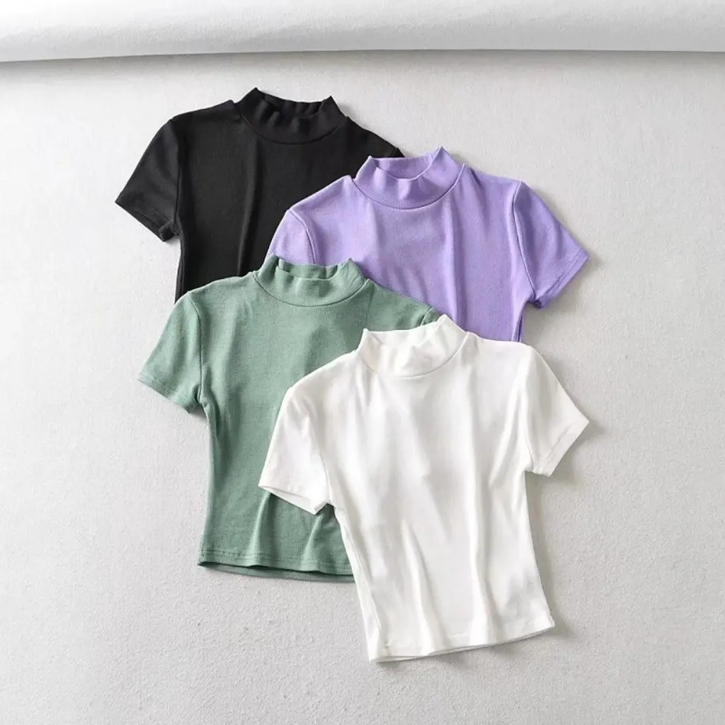 YPFF Women's Retro Caution Machine T-shirt Short-Sleeved Half-High Collar Slim-Fit Basic Top European American Style
YPFF Women's Retro Caution Machine T-shirt Short-Sleeved Half-High Collar Slim-Fit Basic Top European American Style