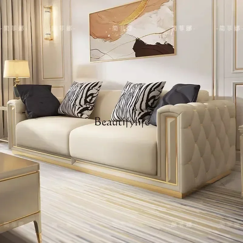 American leather sofa combination light luxury creative simple small apartment solid wood sofa
American leather sofa combination light luxury creative simple small apartment solid wood sofa