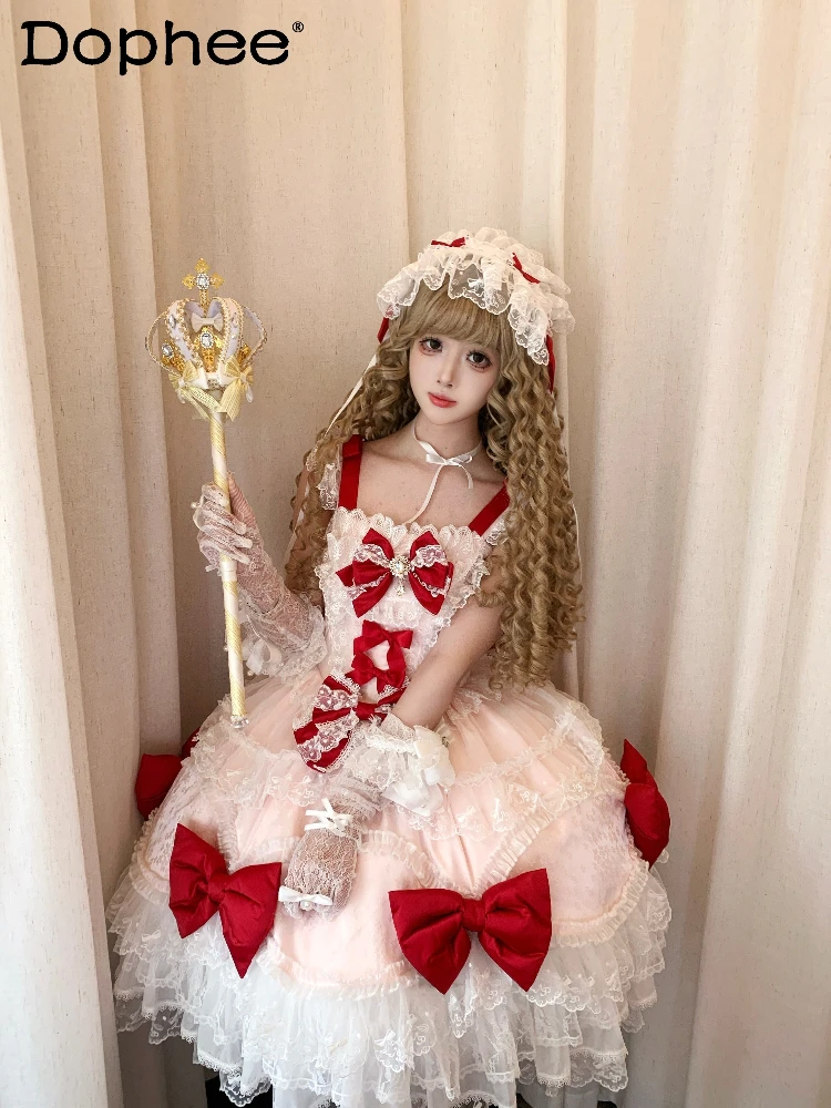 Lolita Dress Doll Feeling Jsk Suspender Dress Japanese Original Design Birthday Party Sweet Bow Cute Girl Trailing Dress
Lolita Dress Doll Feeling Jsk Suspender Dress Japanese Original Design Birthday Party Sweet Bow Cute Girl Trailing Dress