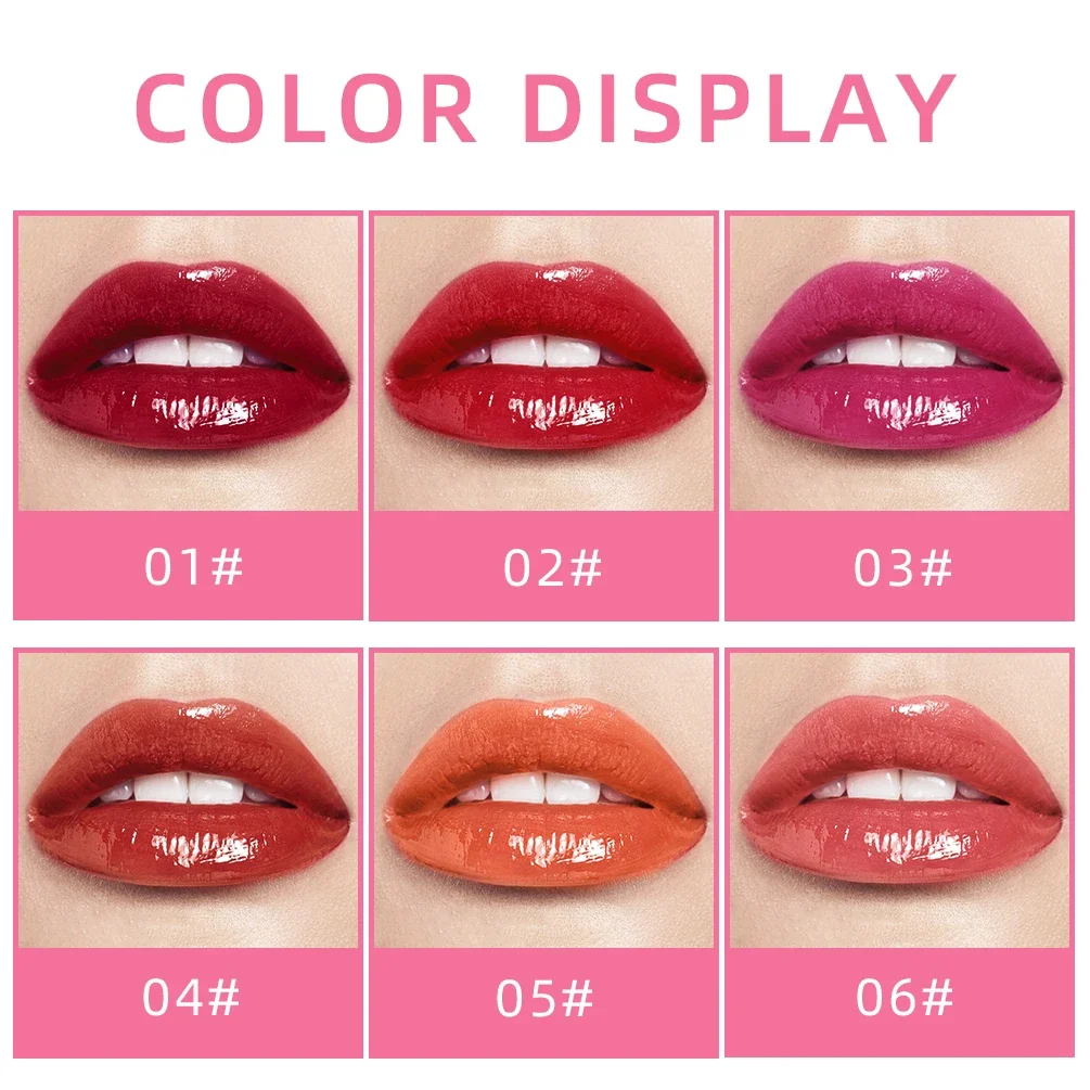 QIBEST Mirror Lip Glaze Water Lipgloss Sexy Red Lip Tint Liquid Lipstick Long-lasting Moisturizing Natural Beauty Lips Cosmetics