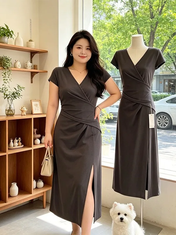 plus Size Women's Grey V-Neck Long Slimming Casual Dress Summer 2026 Fashion Design Sensation Casual Wear for plus Size Ladies
plus Size Women's Grey V-Neck Long Slimming Casual Dress Summer 2026 Fashion Design Sensation Casual Wear for plus Size Ladies
