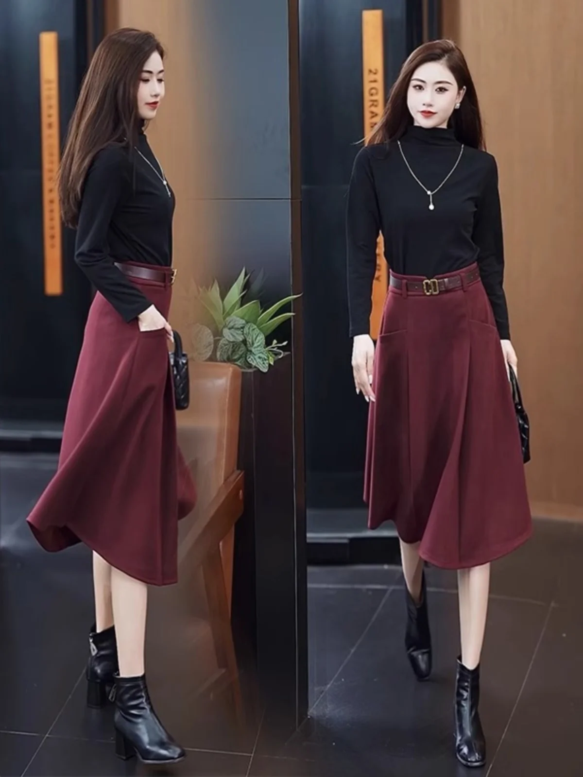 Woolen A-Line Midi Skirt Women's Ele Ankara Red Spring Autumn New Sle Umbrella Skirt Medium Length Woolen Skirt
Woolen A-Line Midi Skirt Women's Ele Ankara Red Spring Autumn New Sle Umbrella Skirt Medium Length Woolen Skirt