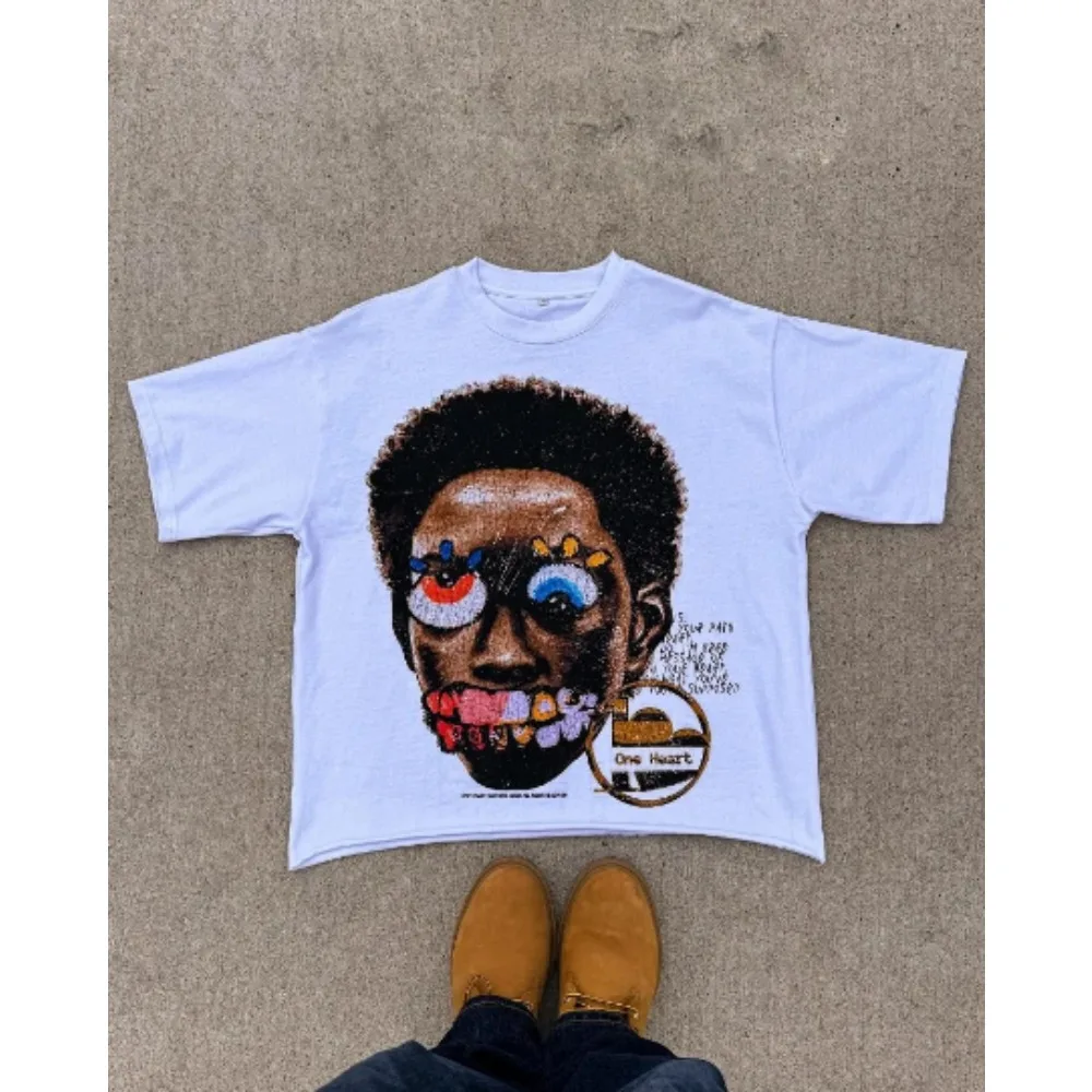 American Fashion Goth Big Head Cartoon Print Oversized T-Shirt Men's Y2K Street Hip-Hop Harajuku Loose Casual Couple Clothes
American Fashion Goth Big Head Cartoon Print Oversized T-Shirt Men's Y2K Street Hip-Hop Harajuku Loose Casual Couple Clothes