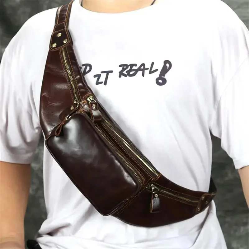 Top Layer Cowskin Men's Sports Waist Pack Genuine Leather Mobile Phone Chest Bag Crossbody Single Shoulder Bags For Male Man
Top Layer Cowskin Men's Sports Waist Pack Genuine Leather Mobile Phone Chest Bag Crossbody Single Shoulder Bags For Male Man