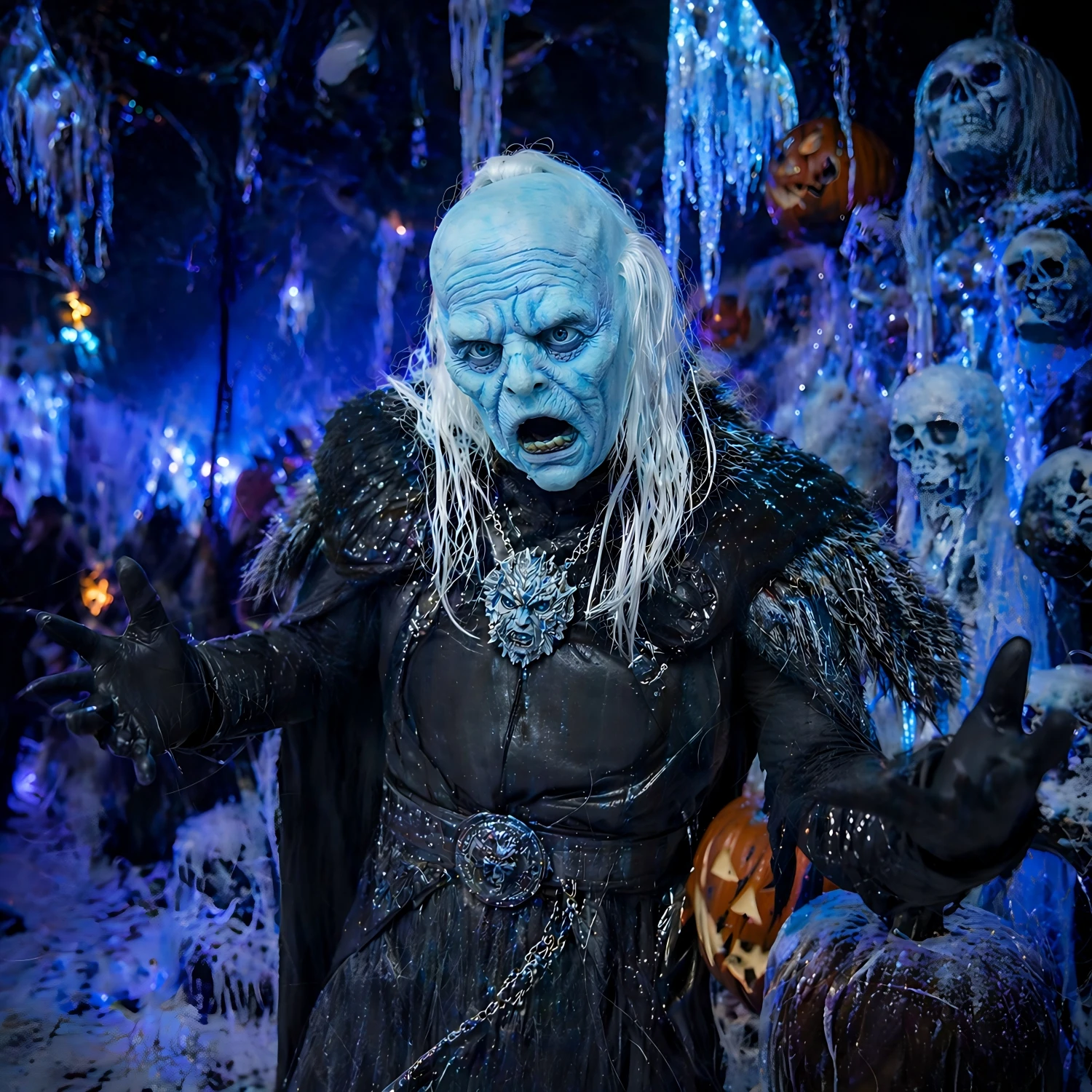 Chilling Ice Ghost Full Head Latex Mask Macabre Zombie Demon Monster Headgear Undead Cosplay Costume Adult Men Party Prop
Chilling Ice Ghost Full Head Latex Mask Macabre Zombie Demon Monster Headgear Undead Cosplay Costume Adult Men Party Prop