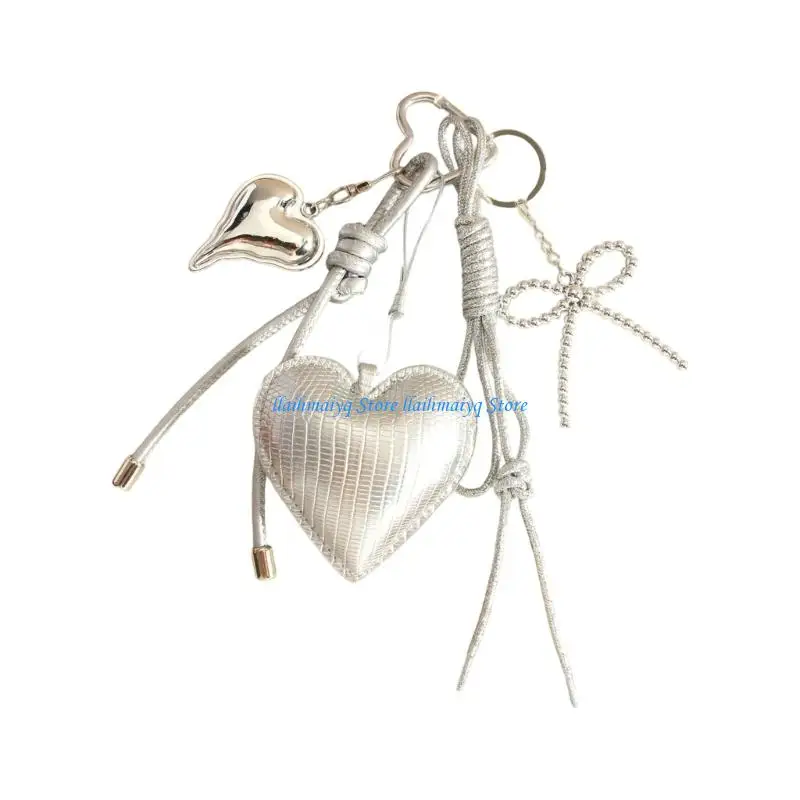 573B Multifunctional Braided Cord Bag Decoration With Heart Pendant and Bows Designs Fashion Bags Pendant for Backpack
573B Multifunctional Braided Cord Bag Decoration With Heart Pendant and Bows Designs Fashion Bags Pendant for Backpack