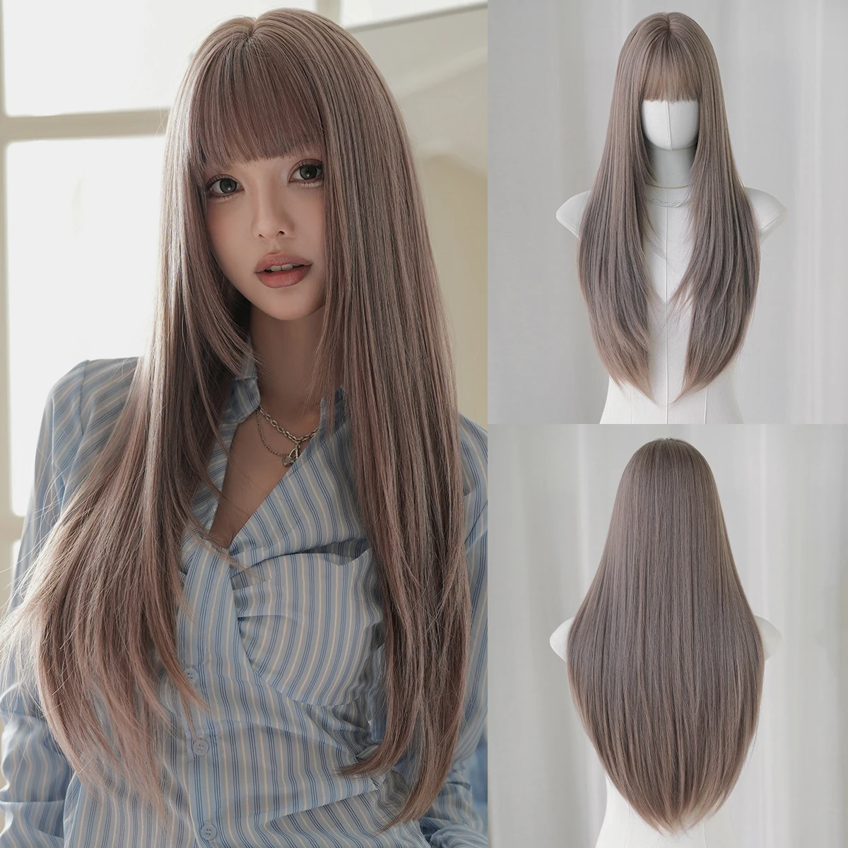 Long Straight Purple Brown Wig for Women Synthetic Layered Heat-Resistant Modest Fashion Wear and Go Purple Wigs with Neat Bangs
Long Straight Purple Brown Wig for Women Synthetic Layered Heat-Resistant Modest Fashion Wear and Go Purple Wigs with Neat Bangs