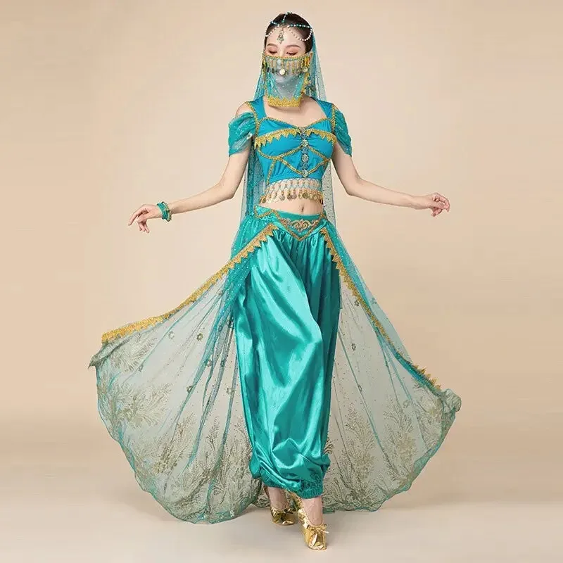 Halloween performance costume Aladdin Jasmine Princess Belly Dance Exotic Costume Female Western Region Dancer Performance Set
Halloween performance costume Aladdin Jasmine Princess Belly Dance Exotic Costume Female Western Region Dancer Performance Set