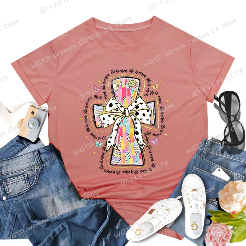 Easter Day Jesus He Is Risen Print T-shirts For Women Summer Short Sleeve Round Neck Tee Shirts Creative Personalized Loose Tops
Easter Day Jesus He Is Risen Print T-shirts For Women Summer Short Sleeve Round Neck Tee Shirts Creative Personalized Loose Tops