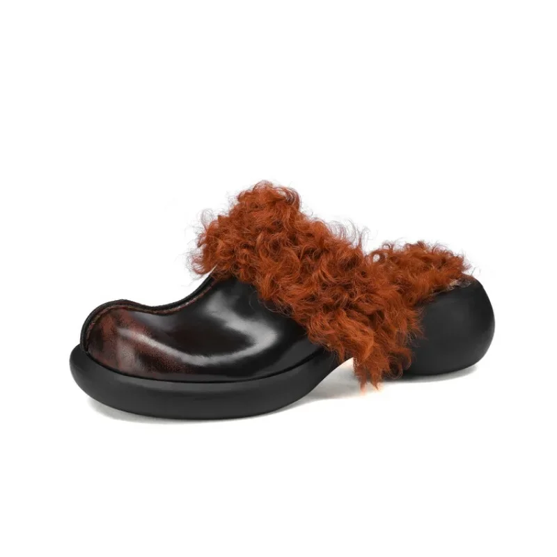 Vintage Rabbit Hair/wool Autumn and Winter Plush Slippers Women's Fashion Black Brown Warm Outdoor High Heel Cotton Shoes
Vintage Rabbit Hair/wool Autumn and Winter Plush Slippers Women's Fashion Black Brown Warm Outdoor High Heel Cotton Shoes