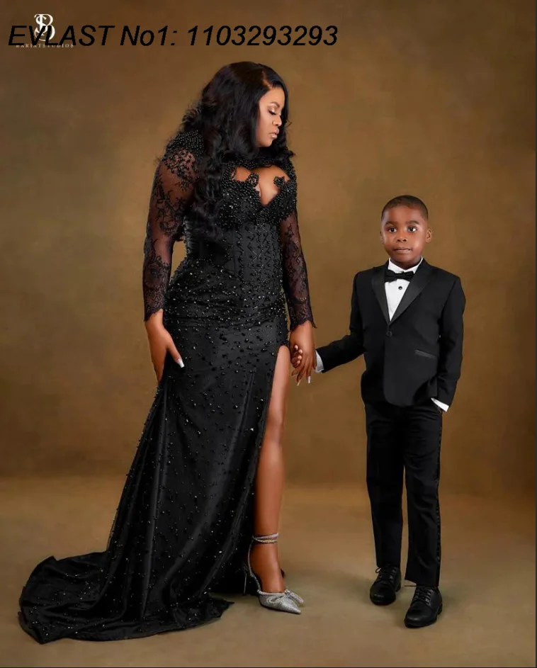 EVLAST Customized Black Lace Prom Dress High Slit Beading Crystals Black Girls Formal Evening Dress Wedding Party Gown FP218
EVLAST Customized Black Lace Prom Dress High Slit Beading Crystals Black Girls Formal Evening Dress Wedding Party Gown FP218