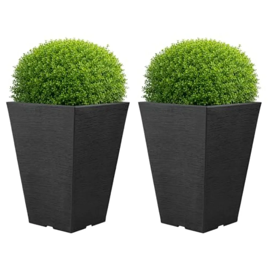 Large Outdoor Planters 2-Pack - 13.75-Inch Tall Plastic Planters for Patio, Entryway, or Front Porch Decor - Gray, Weather-Resi
Large Outdoor Planters 2-Pack - 13.75-Inch Tall Plastic Planters for Patio, Entryway, or Front Porch Decor - Gray, Weather-Resi