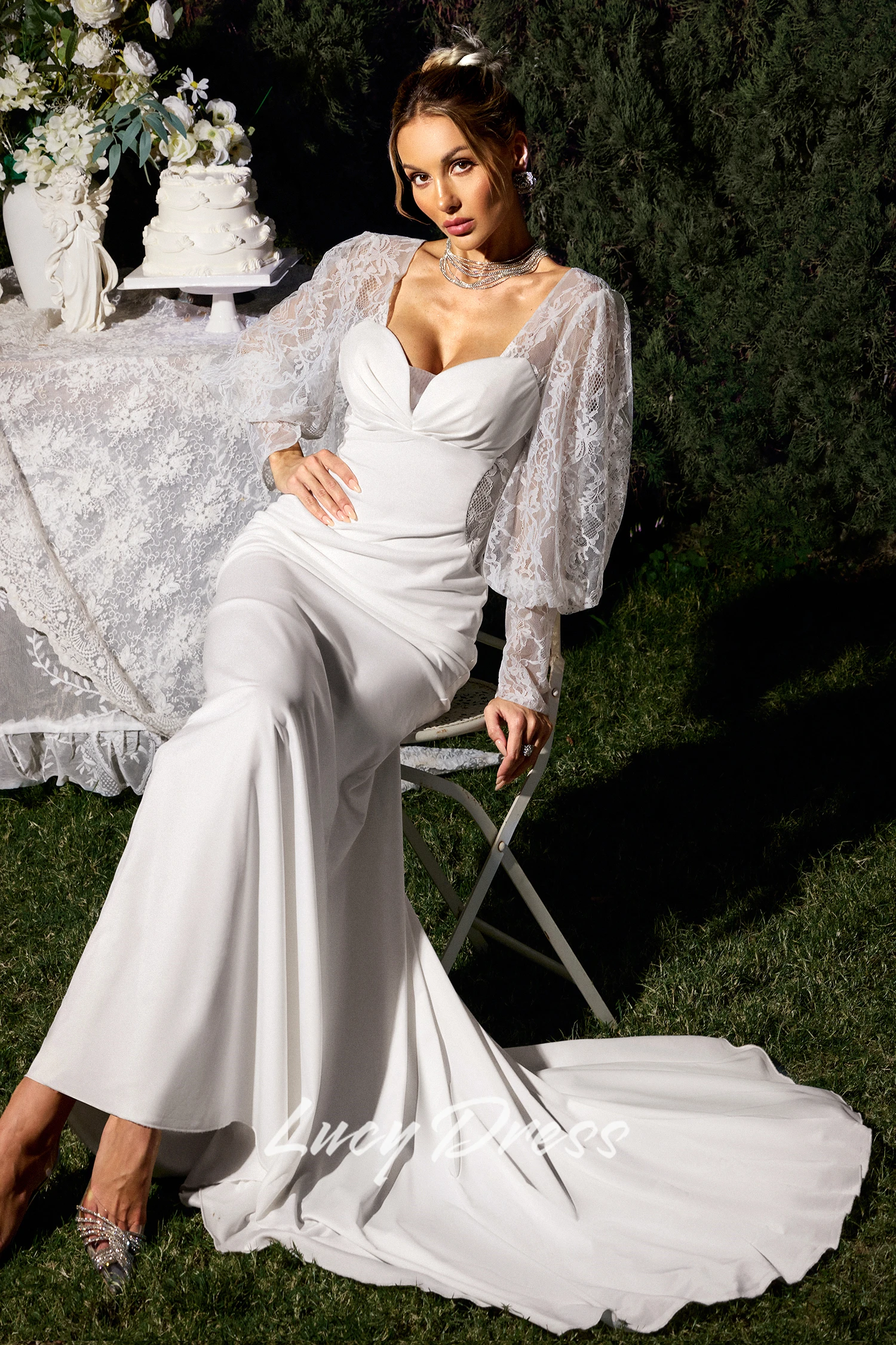Lucy Customized Bridal Dress Civil Wedding Dresses for Brides Women Evening Dress Woman Mermaid Long Sleeves Prom Dresses Luxury
Lucy Customized Bridal Dress Civil Wedding Dresses for Brides Women Evening Dress Woman Mermaid Long Sleeves Prom Dresses Luxury