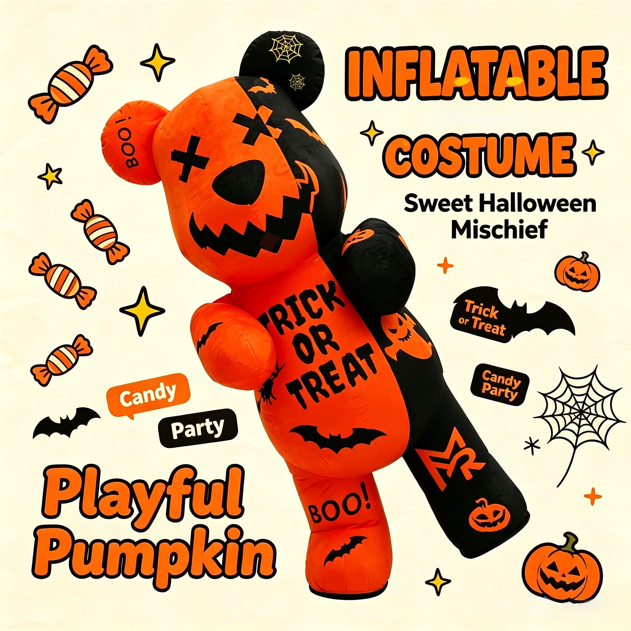 Spooky Bear Inflatable Costume Mascot Parade Adult Character Cosplay Halloween Party Event Plush Set
Spooky Bear Inflatable Costume Mascot Parade Adult Character Cosplay Halloween Party Event Plush Set