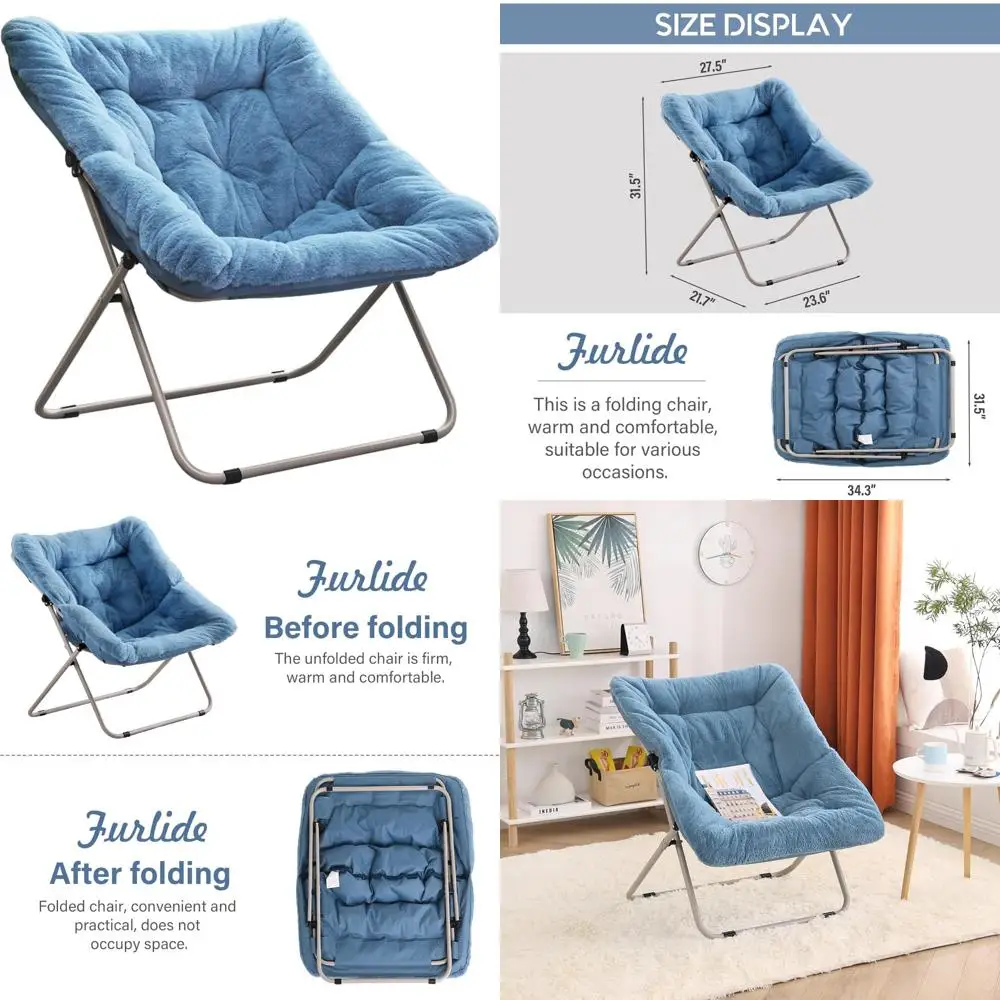 Oversized Faux Fur Folding Chair - Comfortable Bedroom and Living Room Seating with Metal Frame for Balcony Use
Oversized Faux Fur Folding Chair - Comfortable Bedroom and Living Room Seating with Metal Frame for Balcony Use