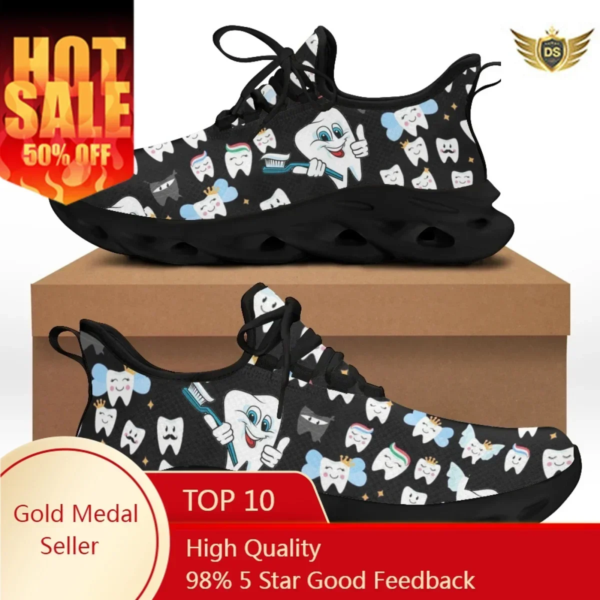 Cute Cartoon Tooth Pattern Women Flats Chunky Sneakers Dentist Mesh Ladies Shoes Light Casual Summer Zapatillas Hombre
Cute Cartoon Tooth Pattern Women Flats Chunky Sneakers Dentist Mesh Ladies Shoes Light Casual Summer Zapatillas Hombre