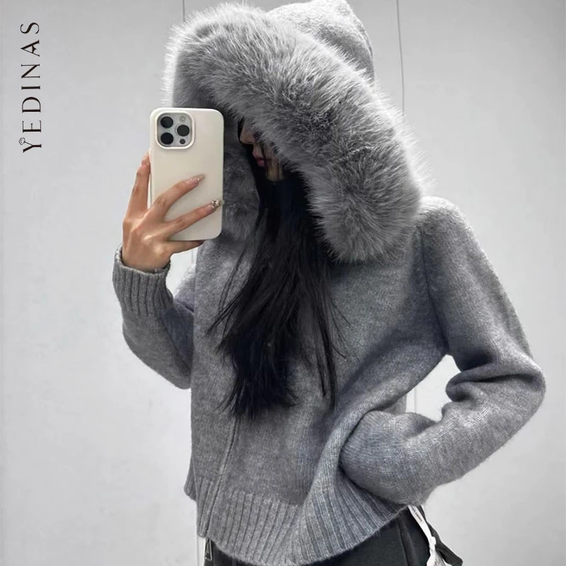 Yedinas вязаные топы с капюшоном, кардиган, женская одежда, корейская мода с длинными рукавами, осенне-зимняя верхняя одежда, свитера, шикарный трикотаж
Yedinas вязаные топы с капюшоном, кардиган, женская одежда, корейская мода с длинными рукавами, осенне-зимняя верхняя одежда, свитера, шикарный трикотаж