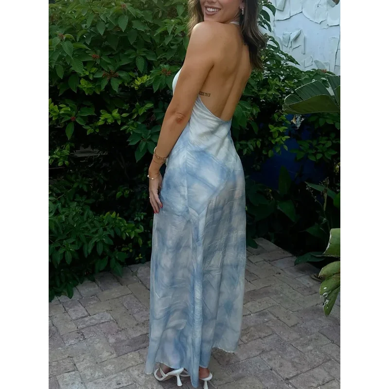 Retro Fashion Printed Midi Dress Halter Neck Backless Design Sexy Long Dress for Holiday Elegant Party Wear
Retro Fashion Printed Midi Dress Halter Neck Backless Design Sexy Long Dress for Holiday Elegant Party Wear