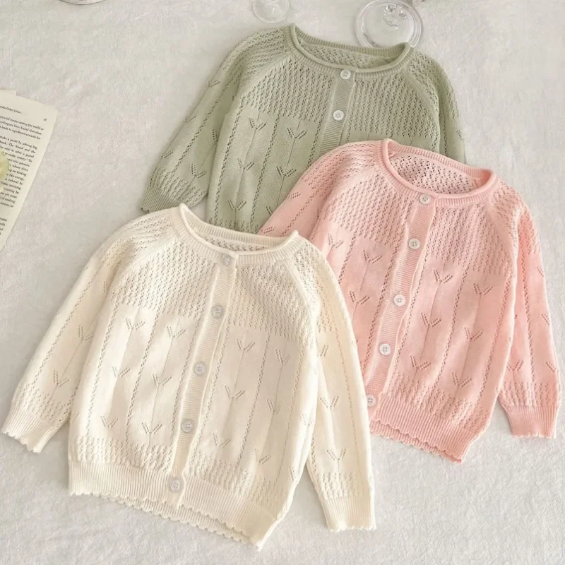 Spring Summer Cardigan Soft Thin Hollow Out Cotton Knitted Sweater Infant Solid Coat Sun Protection Breathable Jacket B221
Spring Summer Cardigan Soft Thin Hollow Out Cotton Knitted Sweater Infant Solid Coat Sun Protection Breathable Jacket B221