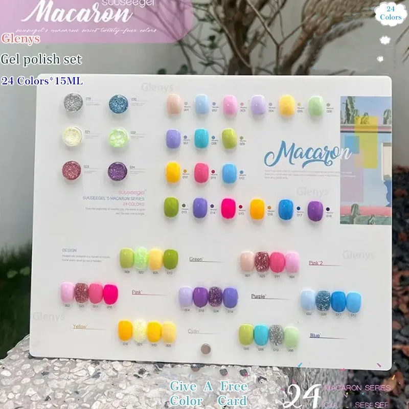 Glenys 24 color nail polish gel net red popular semi permanent immersion gel color card UV LED nail salon art varnish set 15ml
Glenys 24 color nail polish gel net red popular semi permanent immersion gel color card UV LED nail salon art varnish set 15ml